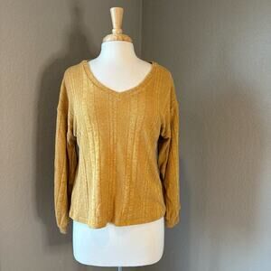 For The Republic Golden Mustard Knit Sweater Top Small